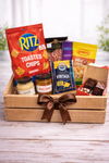 Gourmet savory gift crate with Ritz toasted chips, cheese, mixed nuts, mustard, deli treats and brownies for delivery in the Philippines