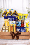 Luxury chocolate and sweet treats gift crate with Cadbury, Hershey's, Ferrero, Toblerone, marshmallows and pretzels
