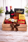 Luxury wine and gourmet gift crate with red wine, Twinings tea, coffee and Ferrero Rocher chocolates in the Philippines