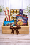 Premium chocolate and cookie gift crate with Ferrero Rocher, Toblerone, Lindt, Cadbury, M&M’s and cookies for delivery in the Philippines