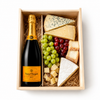 Veuve Clicquot Champagne and premium cheese gift crate with grapes